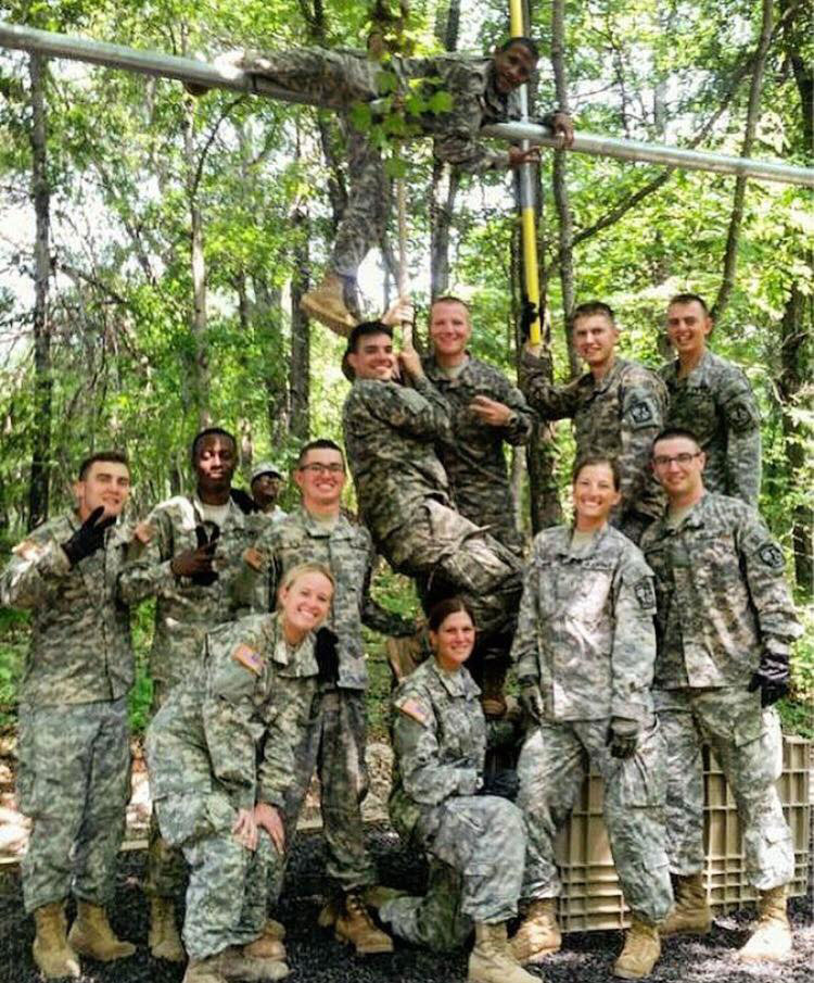 Our squad posing after completing one of the events on an obstacle course. #SquadGoals
