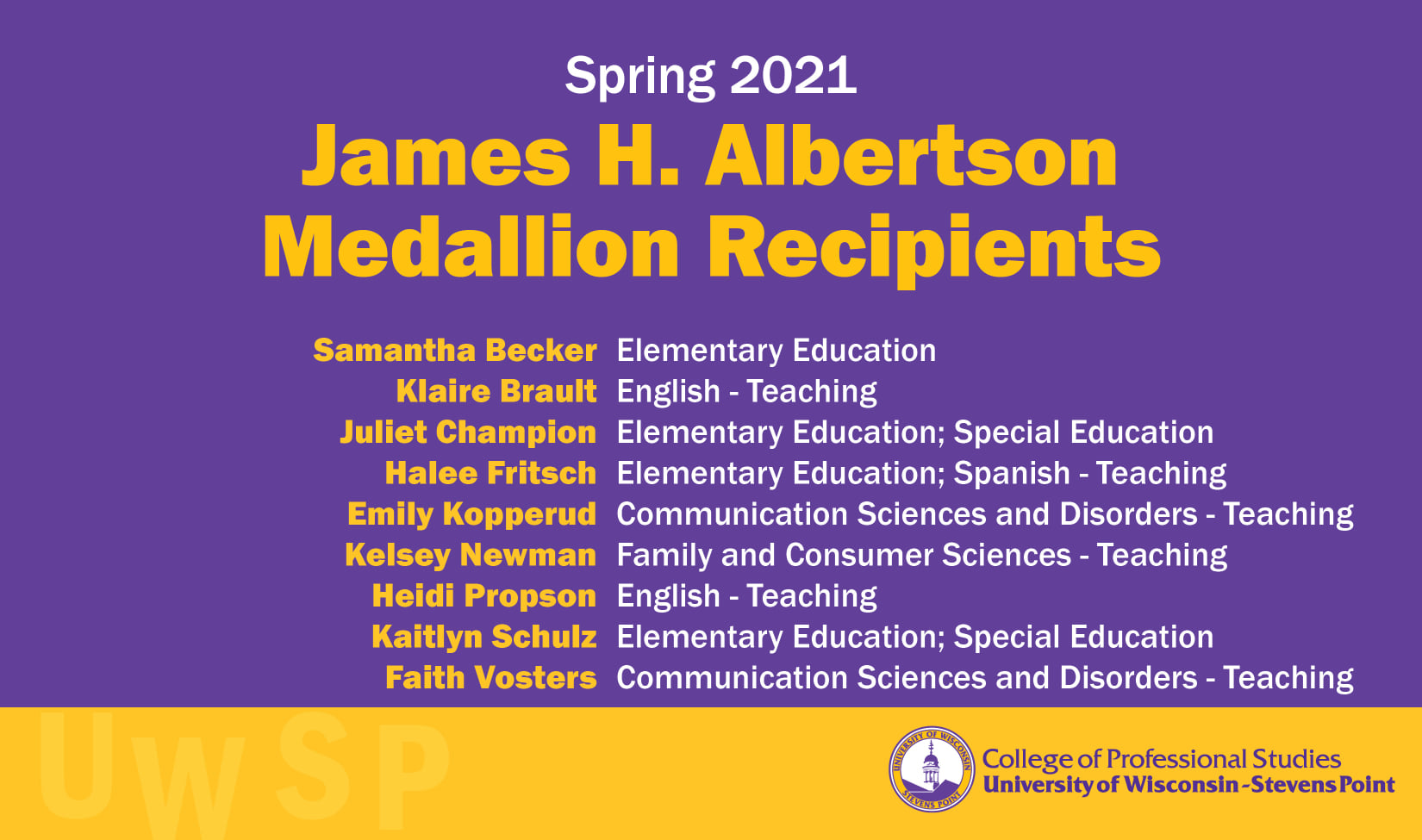 Spring 2021 winners honored with Albertson Medallion, Chancellor’s