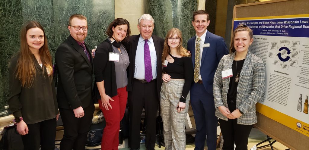 UWSP students and faculty with UW System President Tommy Thompson.