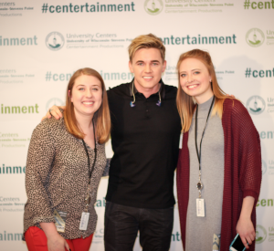 UWSP students pose with Jesse McCartney during a concert in January.