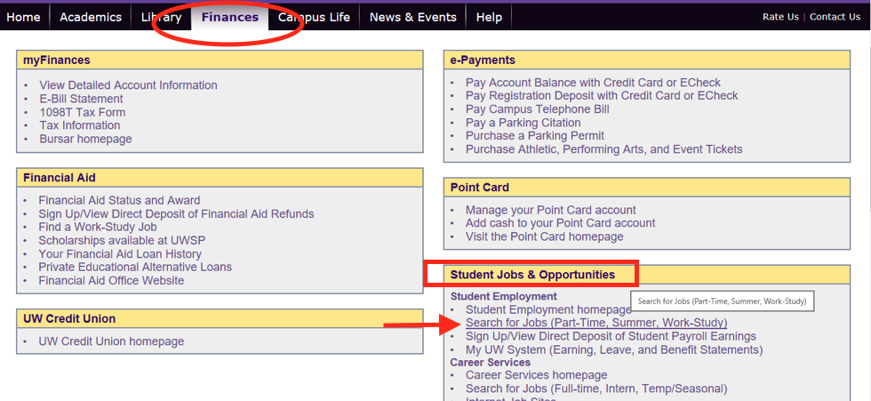 Access to Quest through myPoint Finances tab