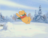 Pooh Dancing in Snow GIF