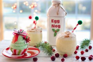 eggnog with candy canes