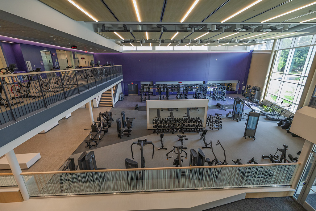 Workout equipment in DAWG fitness center
